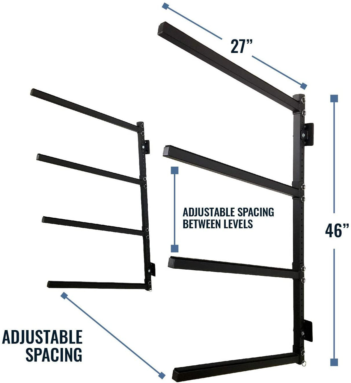 Outdoor Wall Rack |  46 Inch Adjustable Height | Kayak & SUP - OVERLANDERS Outfitter