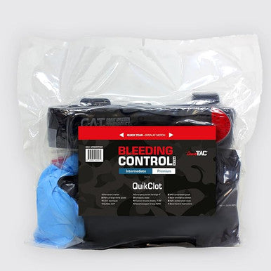 Intermediate premium bleeding control kit by MediTac with CAT tourniquet and first aid supplies for emergency hemorrhage management.