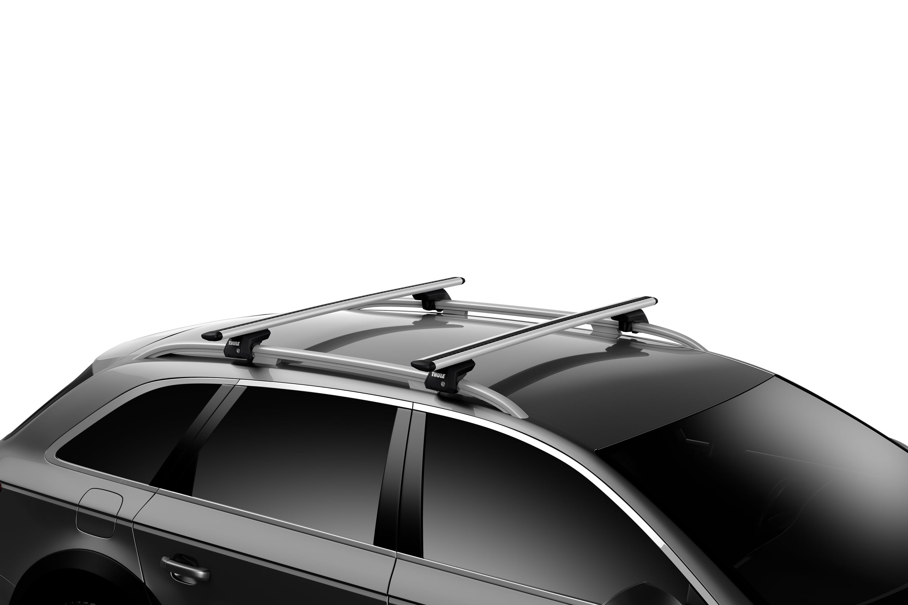 Backcountry Sportsman Thule Wingbar Evo 108 roof racks mounted on a vehicle, showing aerodynamic design and installation details.