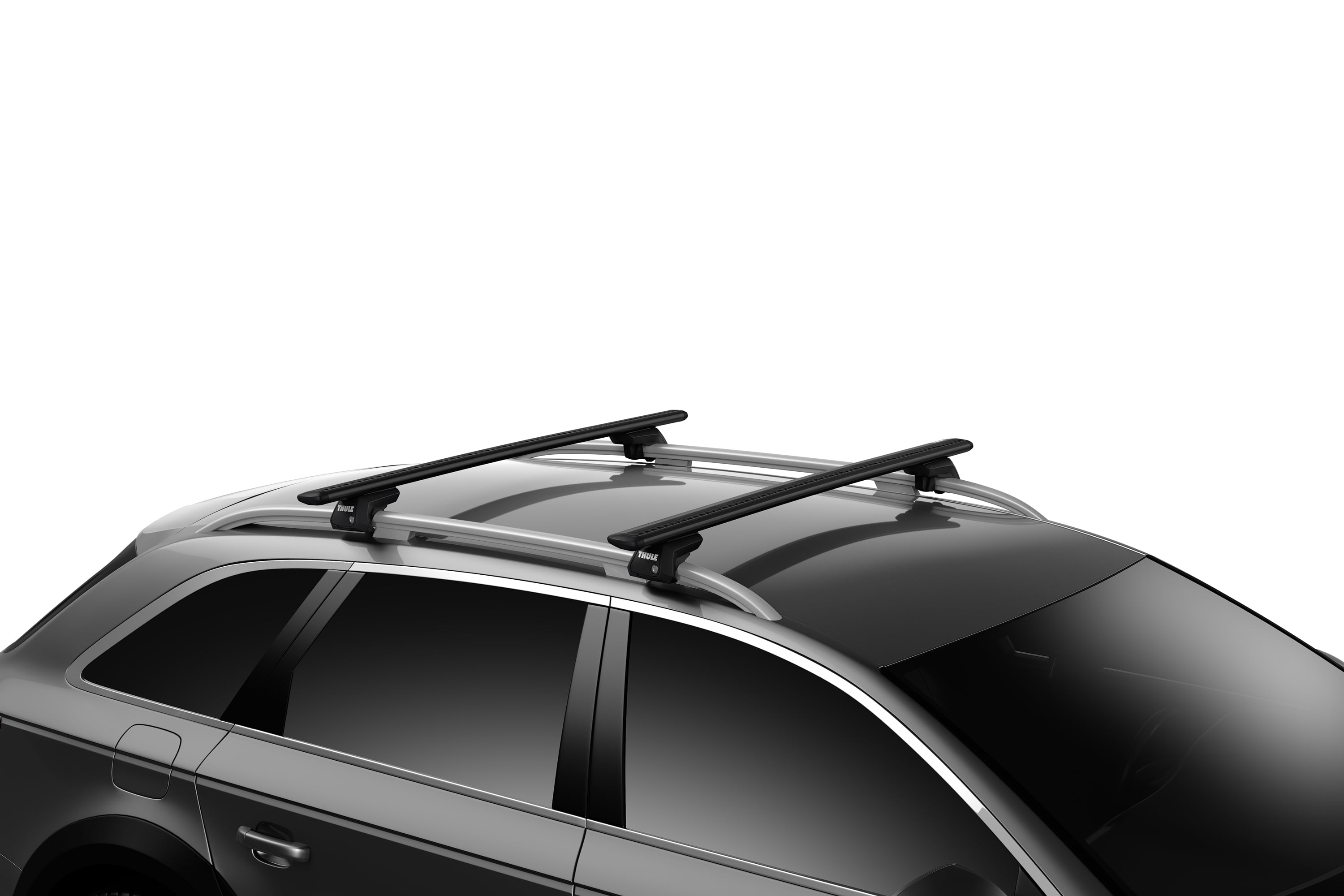 Backcountry Sportsman Thule Wingbar Evo 108 roof racks installed on vehicle, showing aerodynamic crossbars for vehicle roof mounting.