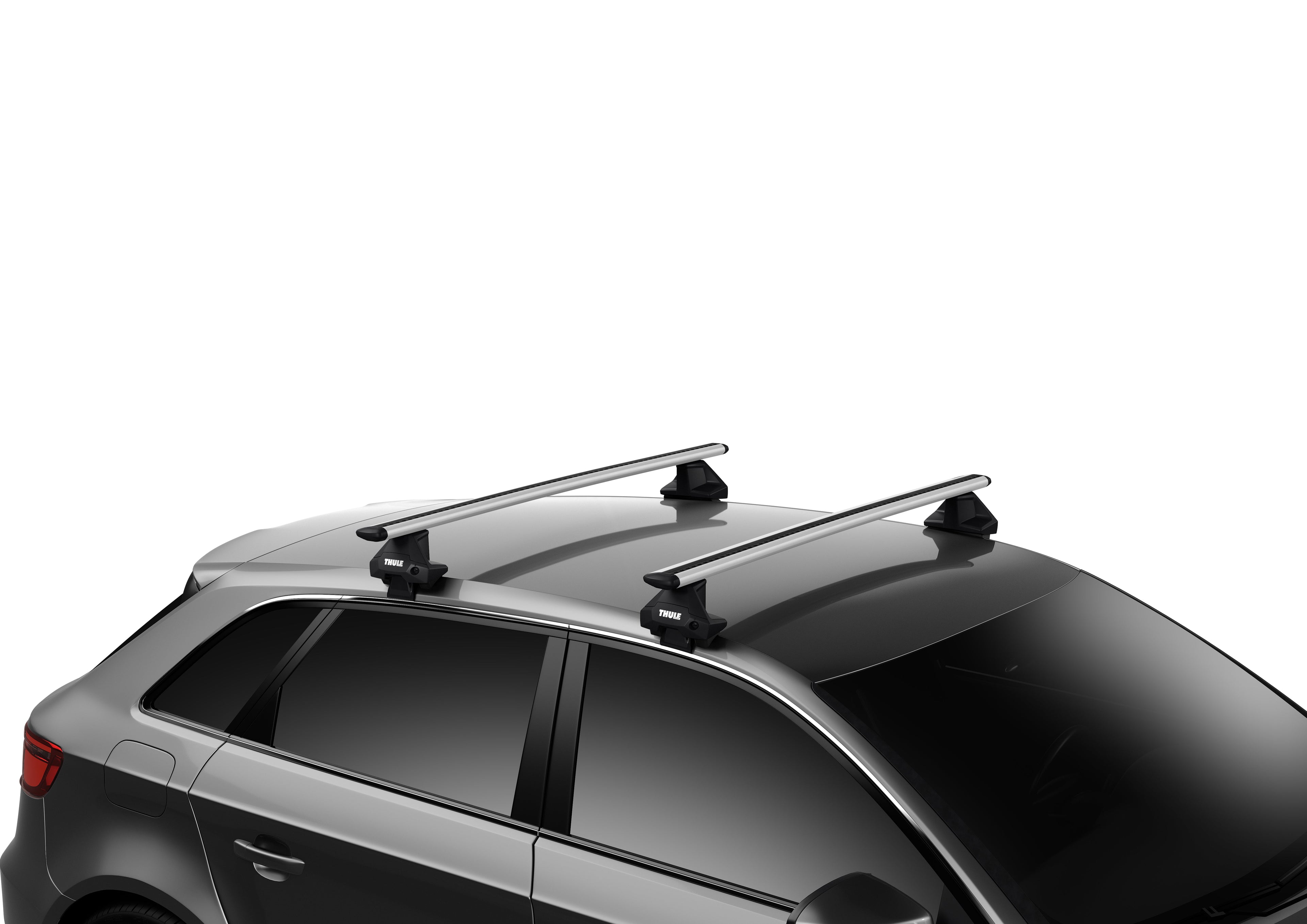 Backcountry Sportsman Thule Evo Clamp for roof racks, shown mounted on vehicle roof with secure locking mechanism.