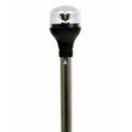 Attwood LightArmor all-around navigation light on a 20-inch aluminum pole with black composite base and adapter, by Wake World Parts.