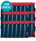 Bulk case of 100 Transcend 15g strawberry glucose gels, food and water supplement from quakekits.com, shown in individual packets.