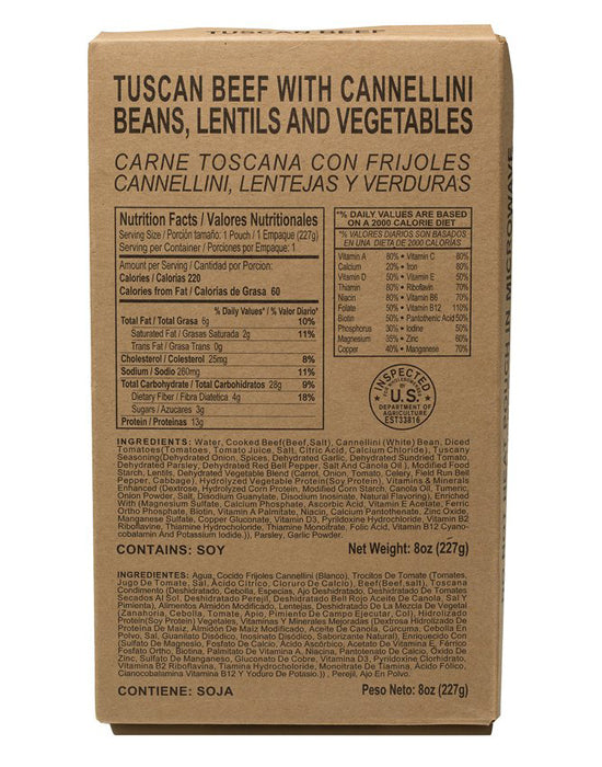 Alpenglow Readiness Supply MRE meals in standard variety with heaters, featuring packaged meals and heating elements.