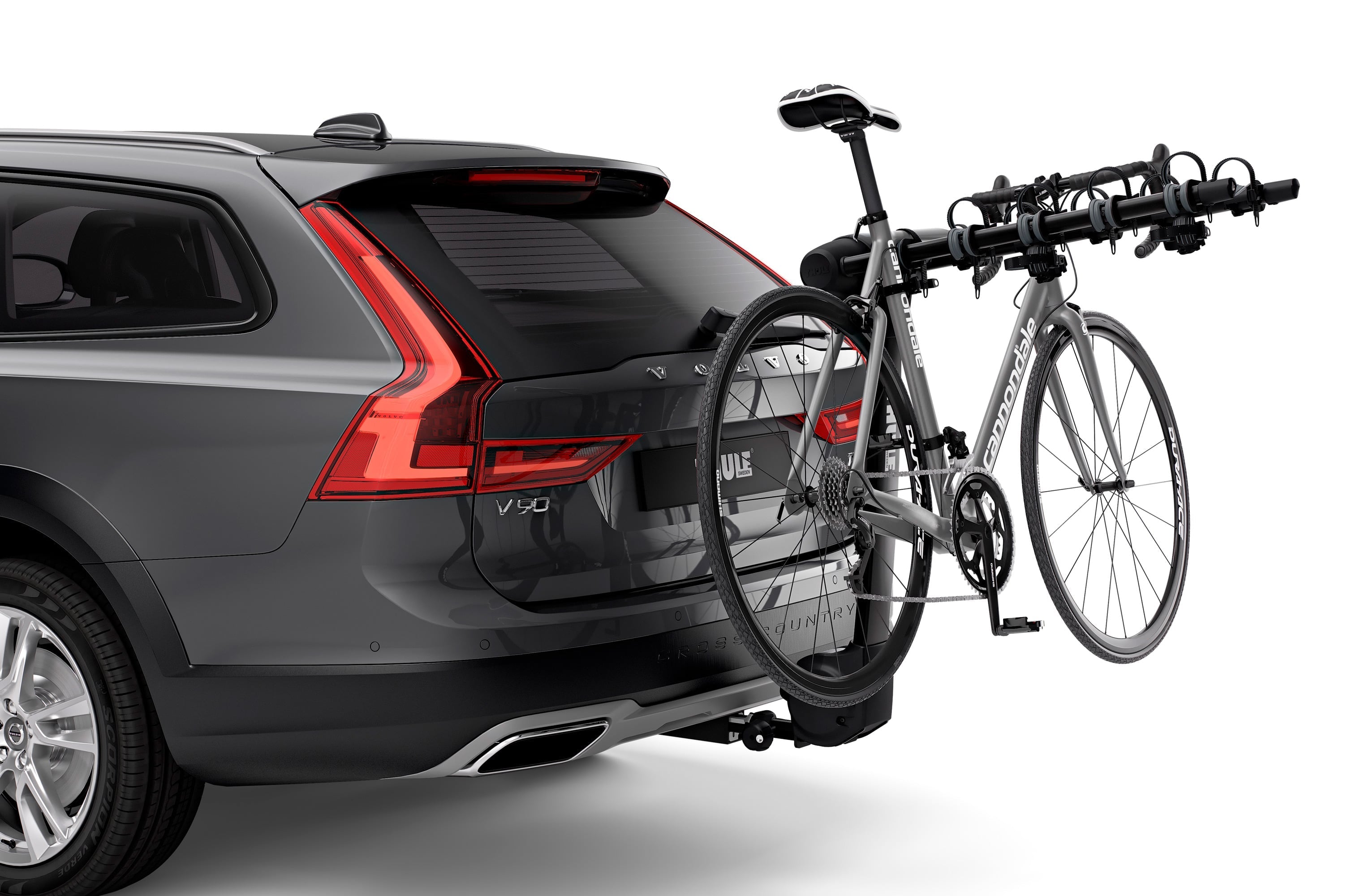 Backcountry Sportsman Thule Apex XT 5 bike rack mounted on vehicle, showing durable design and secure bike holding arms.