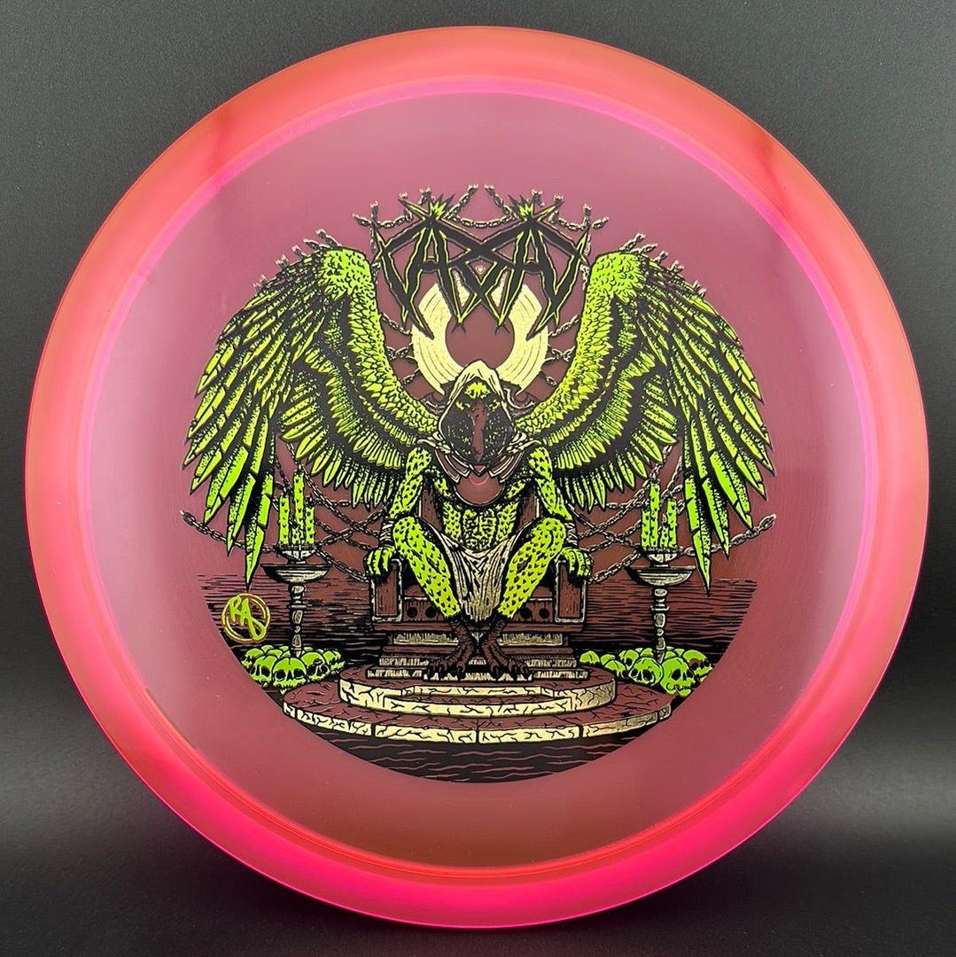 CryZtal Buzzz disc golf disc by Rare Air Discs, featuring Karudi the Overseer design from Cult of RAD, with vibrant colors and detailed artwork.