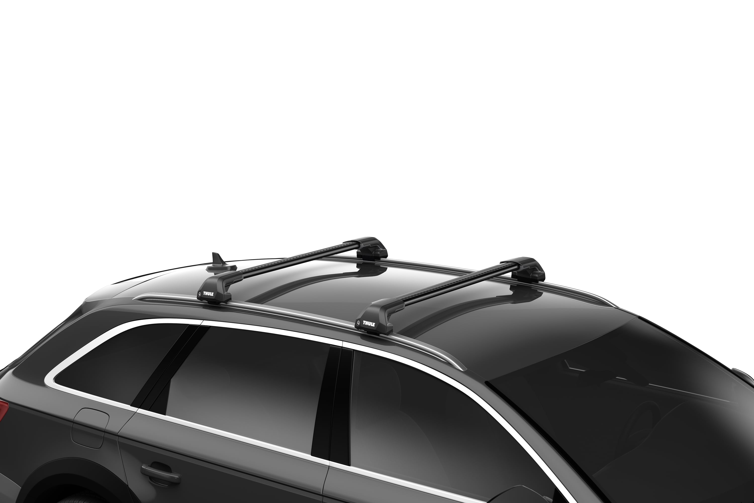 Backcountry Sportsman Thule WingBar Edge 77 roof racks mounted on vehicle roof for secure cargo transportation.