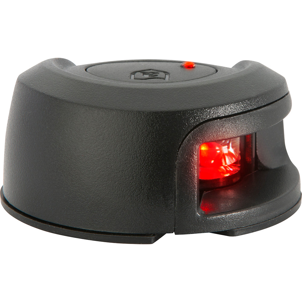 Attwood LightArmor black composite port navigation light by Wake World Parts, featuring red lens and 2 nautical miles visibility.