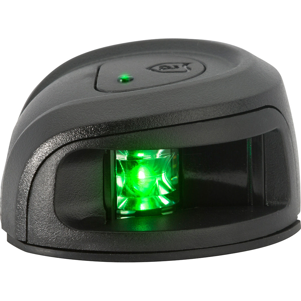 Attwood LightArmor deck mount navigation light in black composite with green starboard lens, 2 nautical mile visibility, for boats