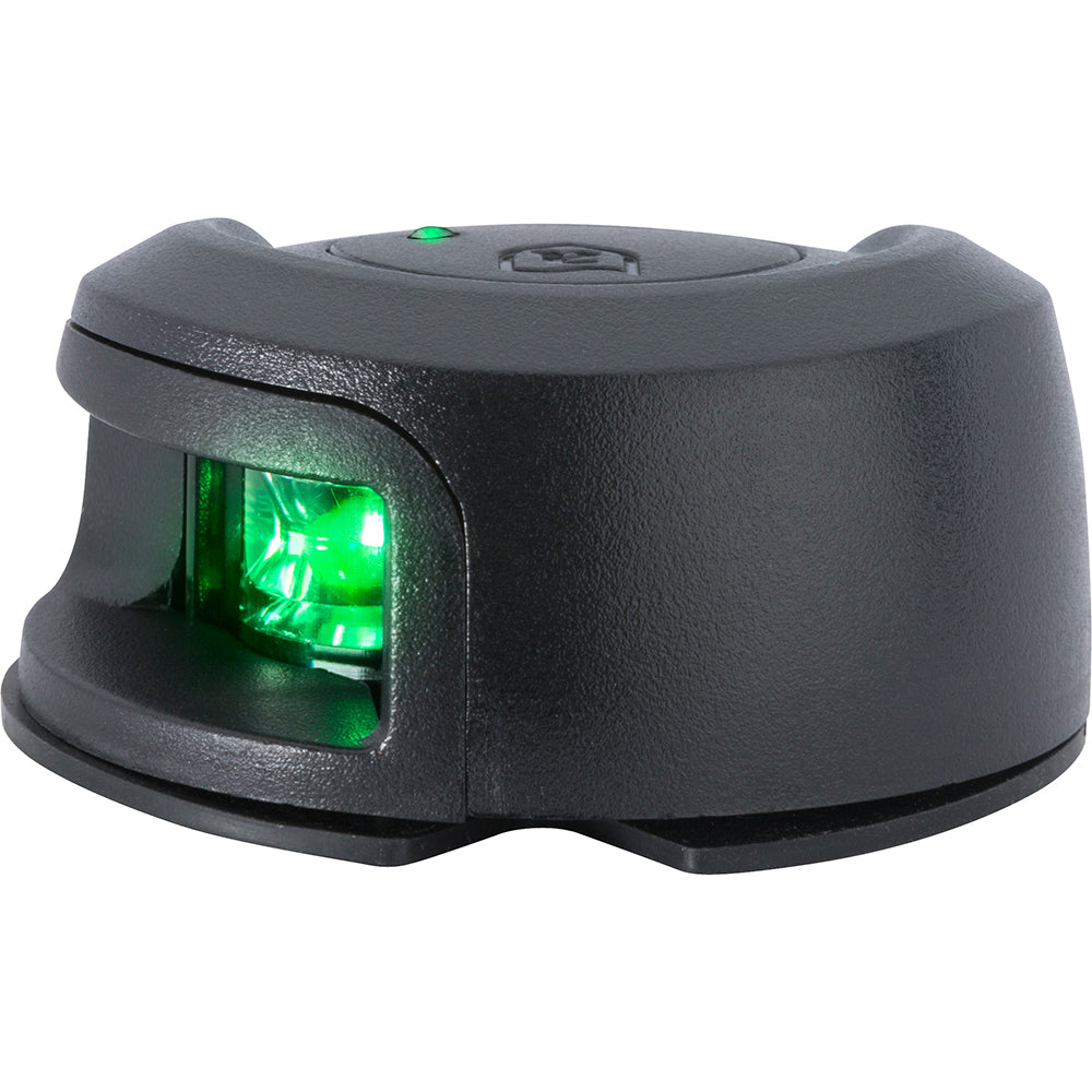 Attwood LightArmor deck mount navigation light in black composite with green starboard light, suitable for marine boats.