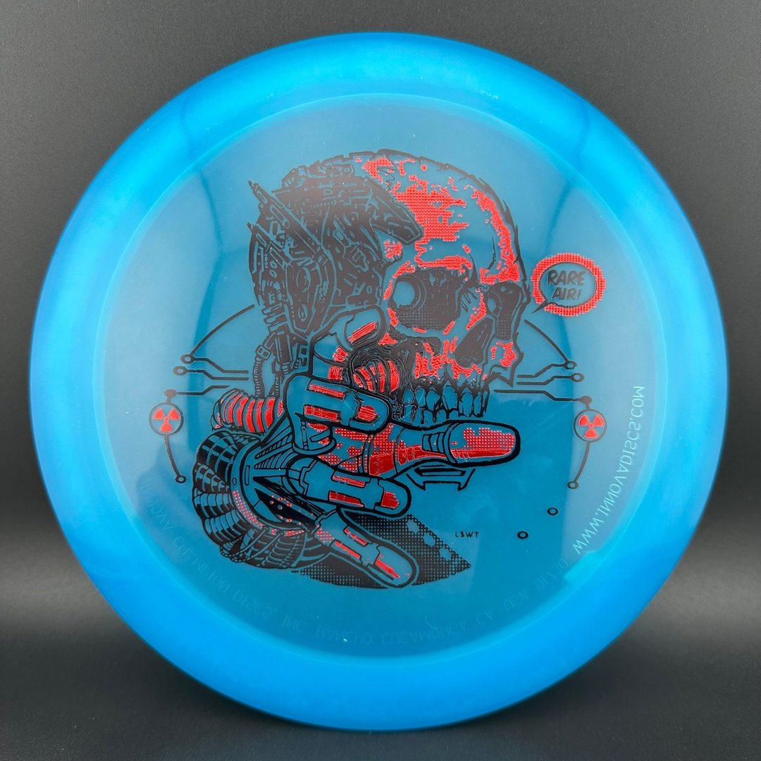Gummy C-Blend Aztec disc golf disc by Rare Air Discs, part of the Fear V1 series, featuring vibrant colors and detailed design.