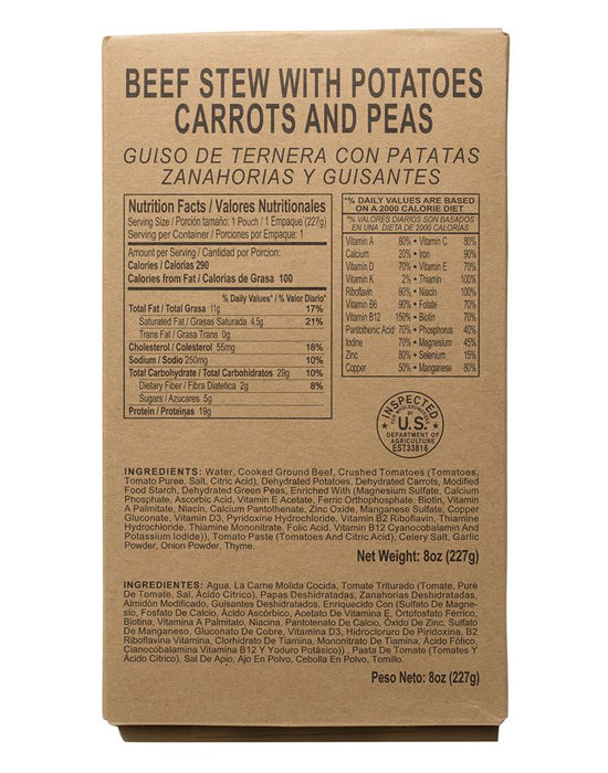 Case of 12 Alpenglow Readiness Supply single complete MRE meals in standard variety, packaged for emergency use.