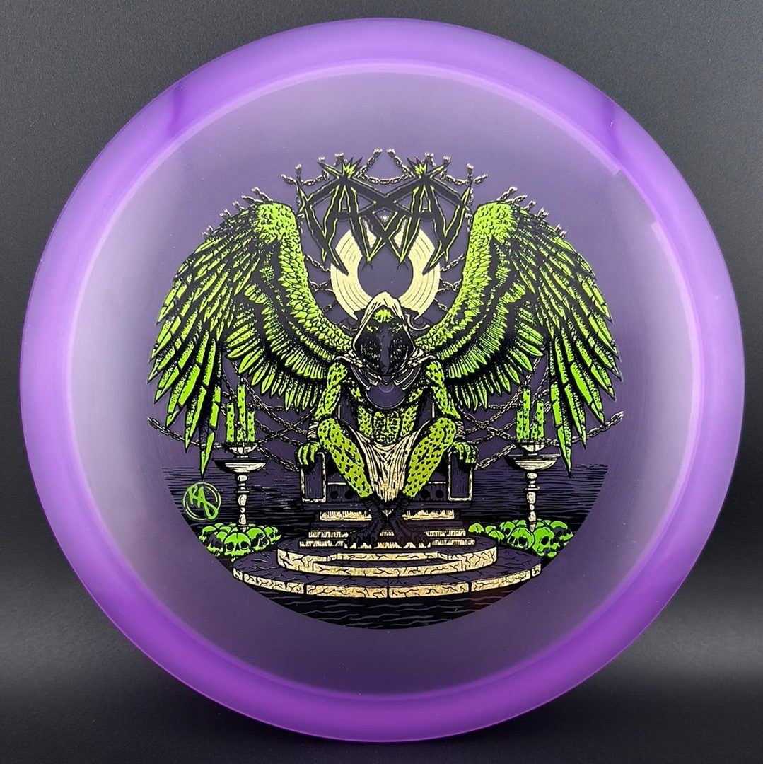 CryZtal Buzzz disc golf disc by Rare Air Discs featuring Karudi the Overseer design from Cult of RAD, with vibrant colors and detailed artwork.