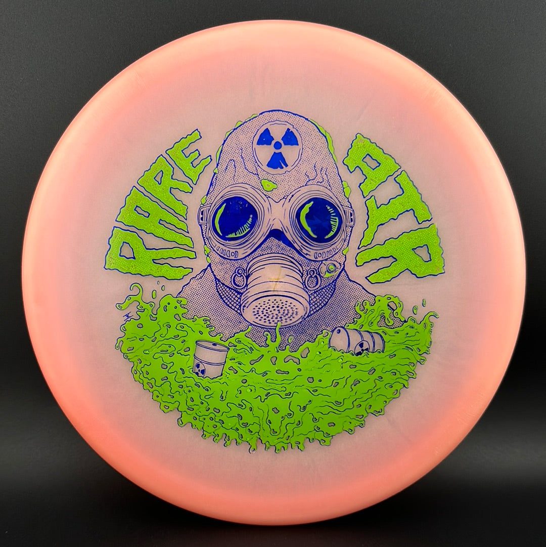Rare Air Discs Color Lunar Recon Mortar F2 disc golf disc with Radioactive Man stamp, featuring vibrant lunar-themed artwork.