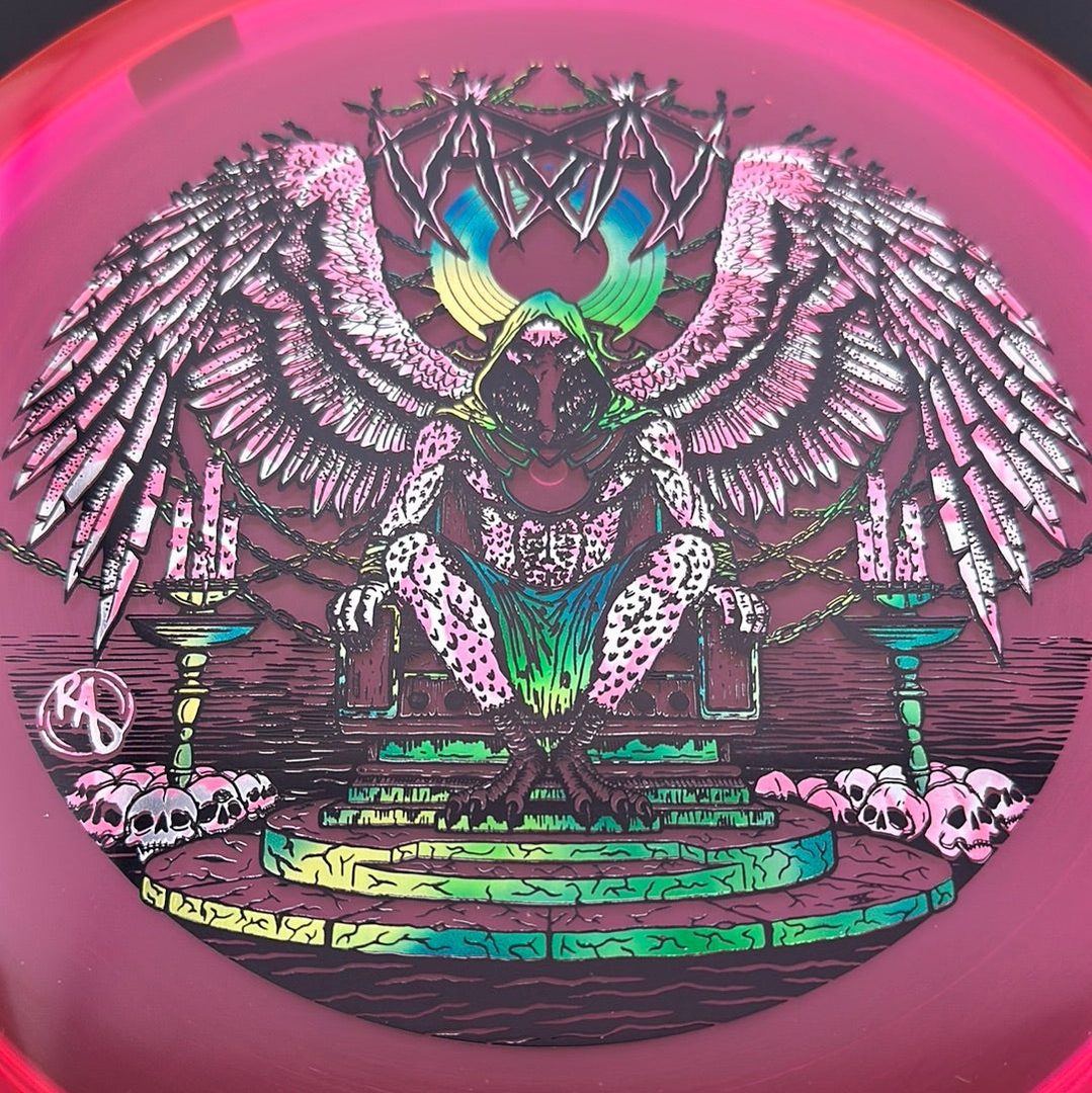 CryZtal Buzzz disc golf disc by Rare Air Discs featuring Karudi the Overseer design from Cult of RAD, vibrant and detailed.