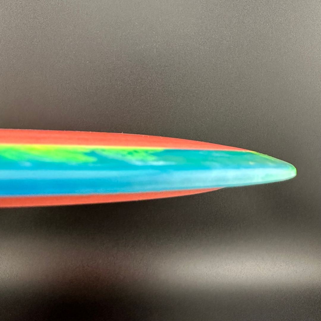 Rare Air Discs Fission Defy Crushin' Amanitas VIP 2.0 disc golf disc with vibrant design and durable Fission plastic.