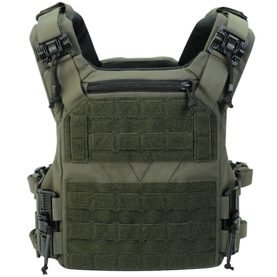 HCC Tactical K19 Plate Carrier (Gen 3) in black, featuring adjustable straps and multiple attachment points.