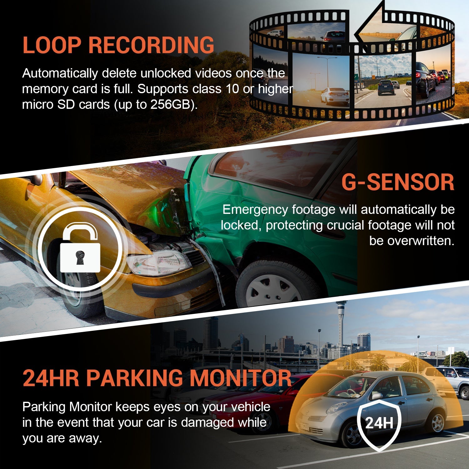 Rexing V1P 4K dual channel dash cam with Wi-Fi, showing front and rear cameras mounted inside a vehicle.