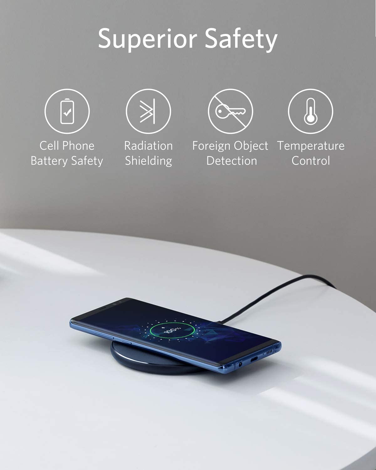 Anker 313 Wireless Charger pad with a sleek design, suitable for charging compatible devices effortlessly.