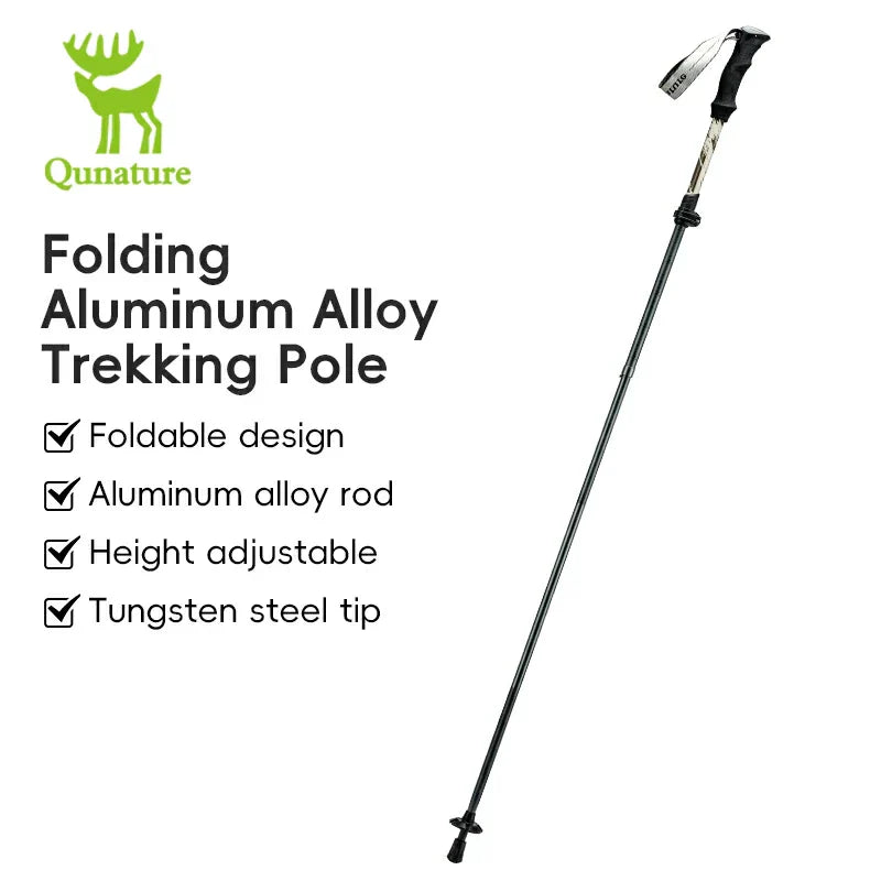 Qunature Foldable Lightweight Aluminum Trekking Pole with Adjustable Height and Grip - OVERLANDERS Outfitter