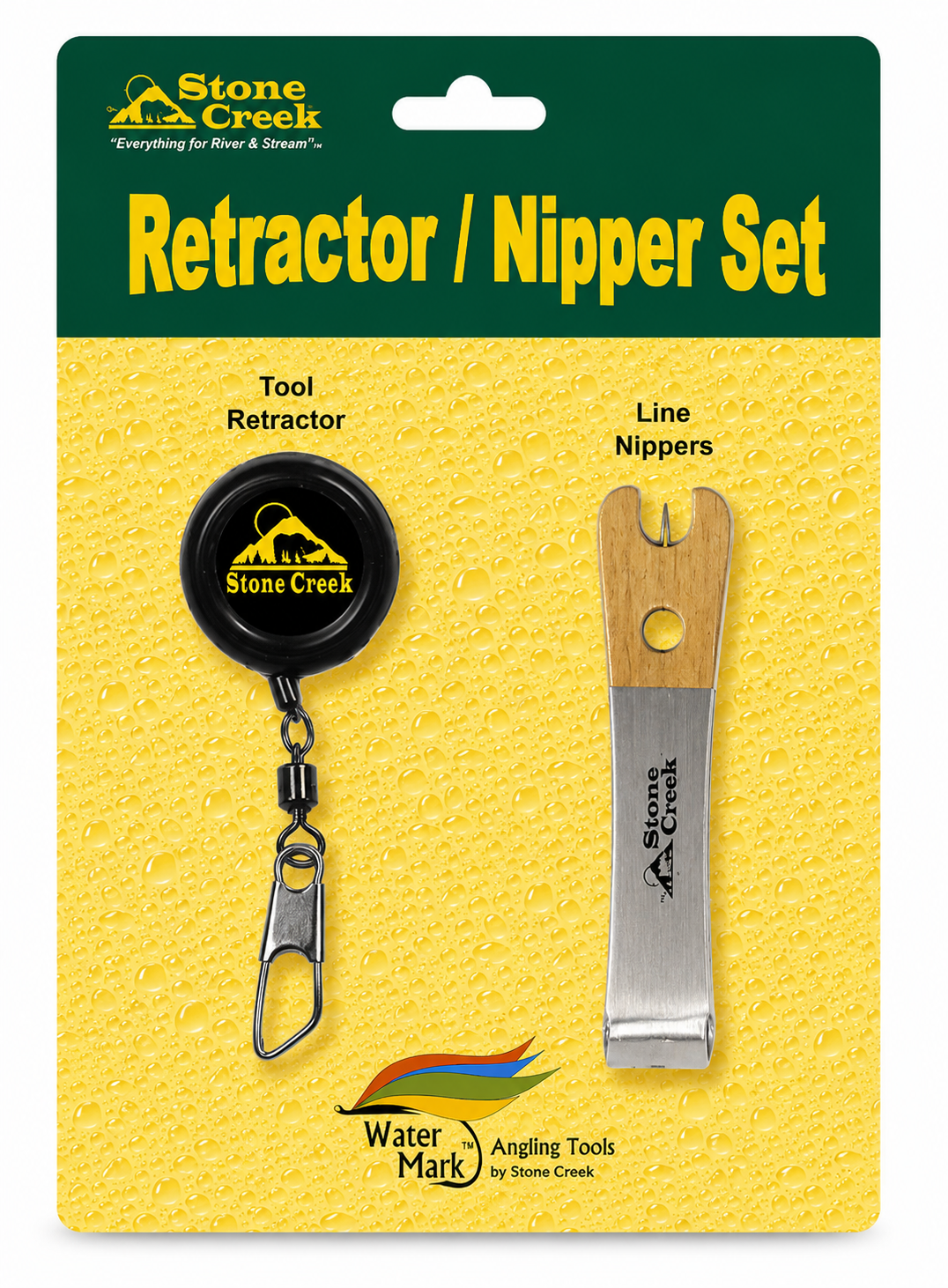 Stone Creek Outfitters retractor and nipper set with multiple tools for fishing or outdoor gear, displayed on a plain background.