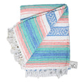 Mint, Blue & Coral Peach Mexican Falsa Blanket - OVERLANDERS Outfitter