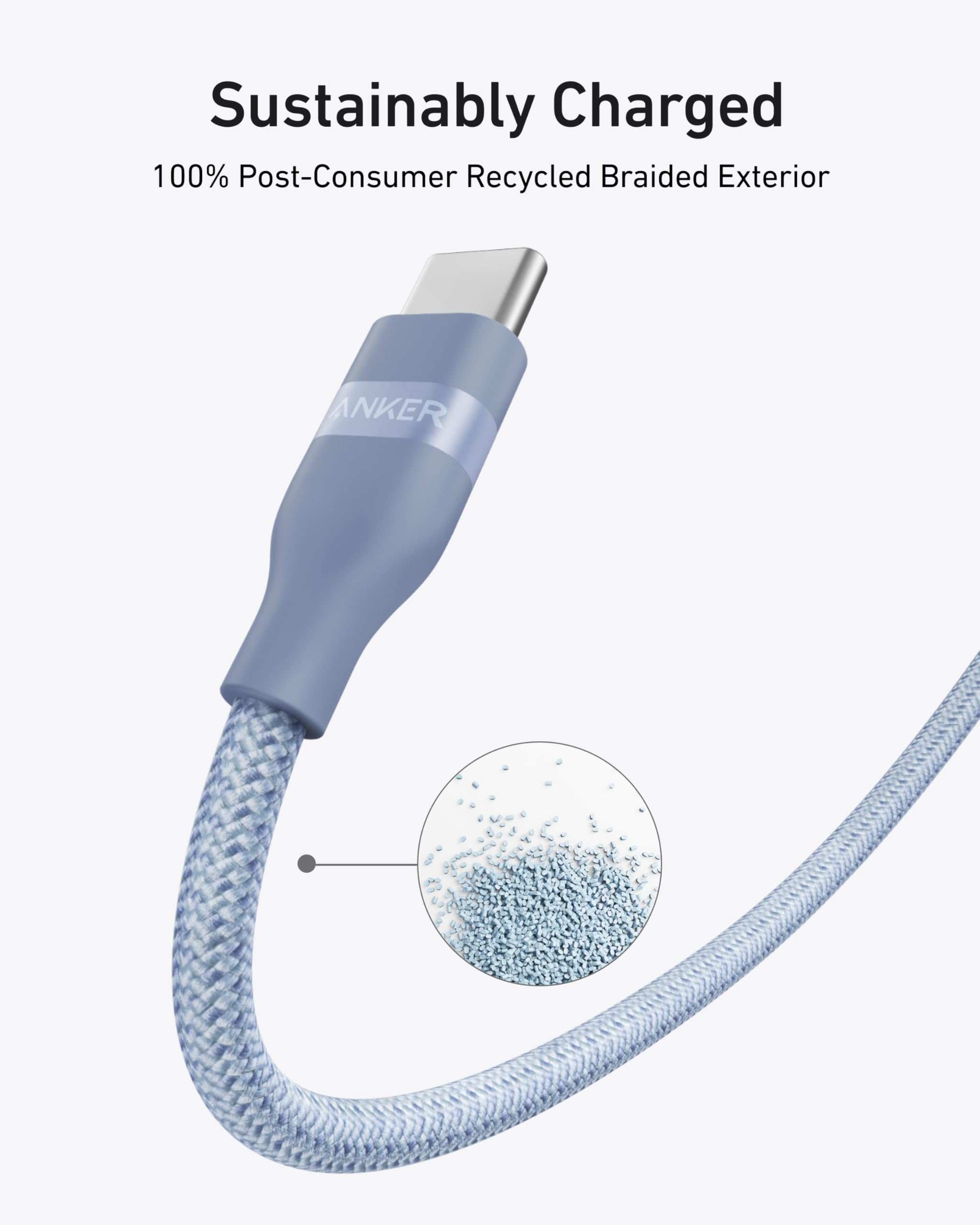 Anker USB-C to USB-C Cable (3 ft / 6 ft, 240W, Upcycled-Braided) - We The Collective