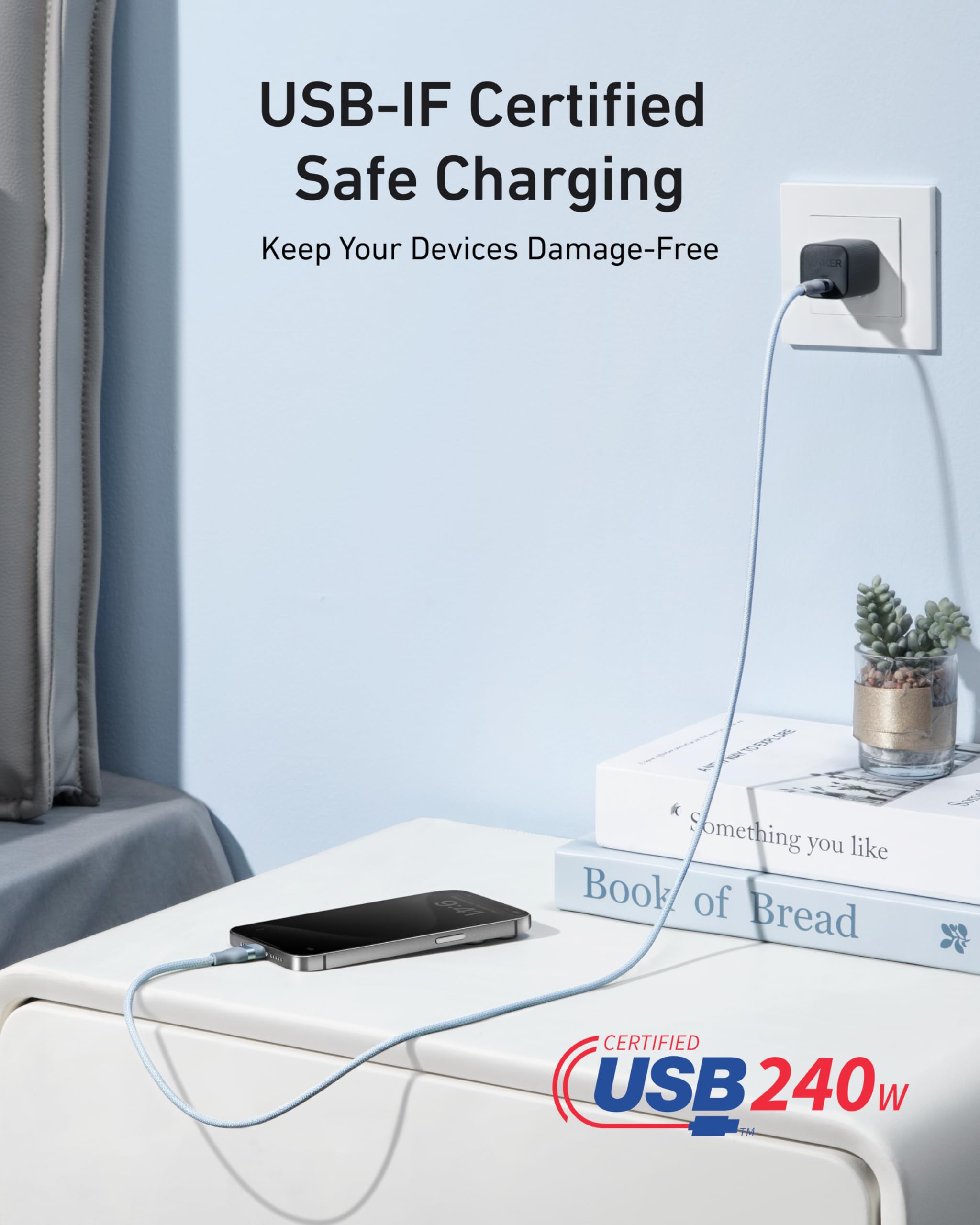 Anker USB-C to USB-C Cable (3 ft / 6 ft, 240W, Upcycled-Braided) - We The Collective