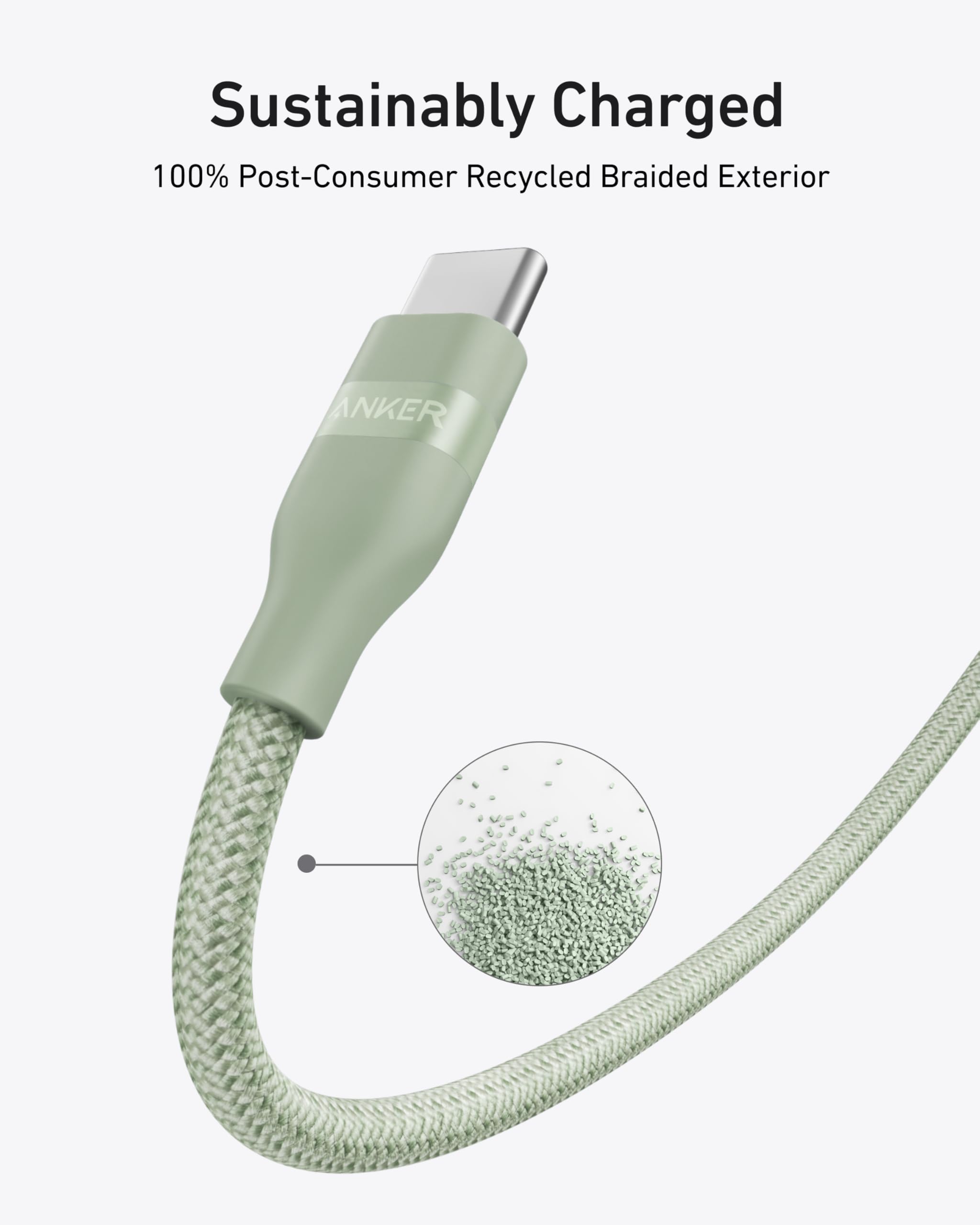 Anker USB-C to USB-C Cable (3 ft / 6 ft, 240W, Upcycled-Braided) - We The Collective