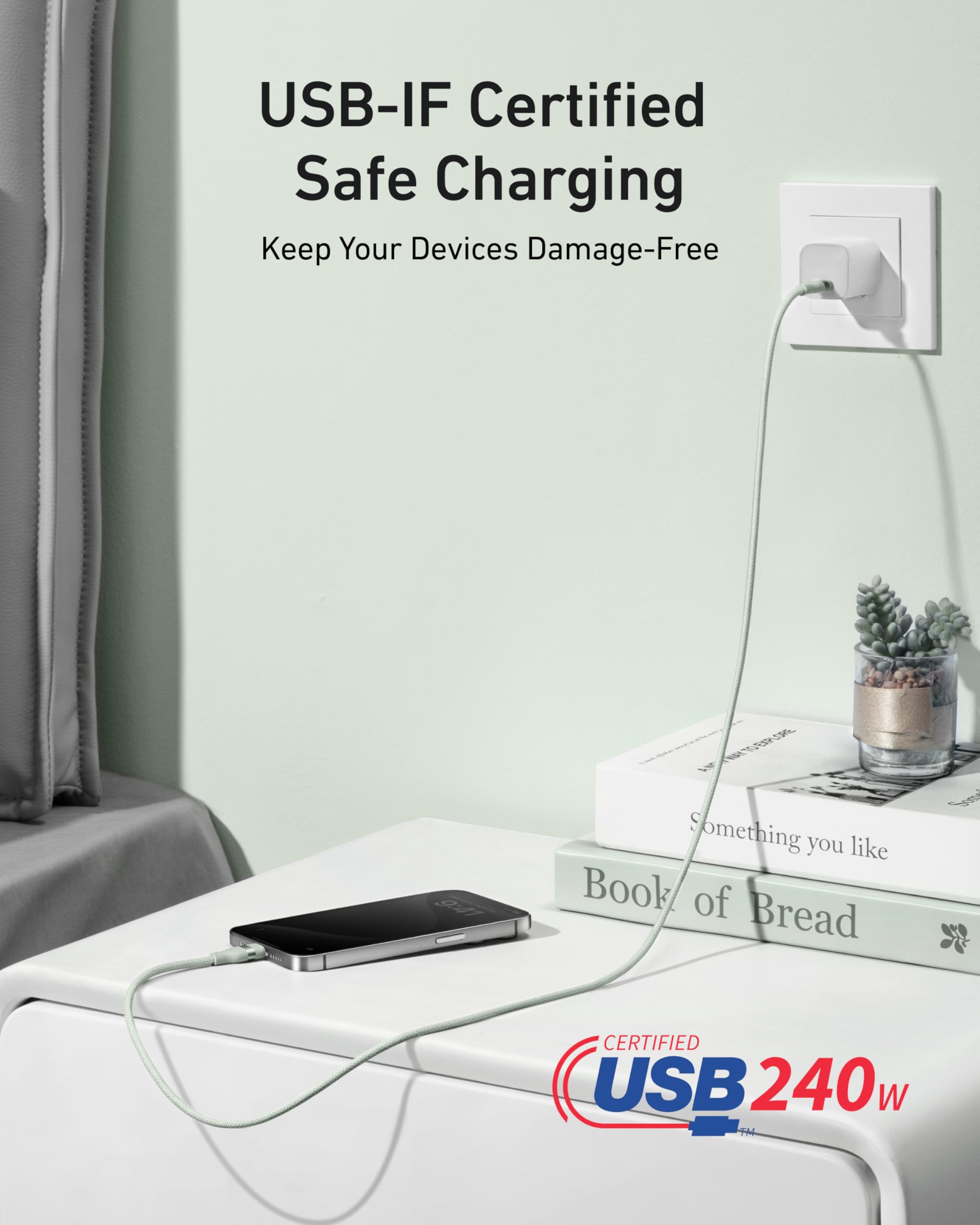 Anker USB-C to USB-C Cable (3 ft / 6 ft, 240W, Upcycled-Braided) - We The Collective
