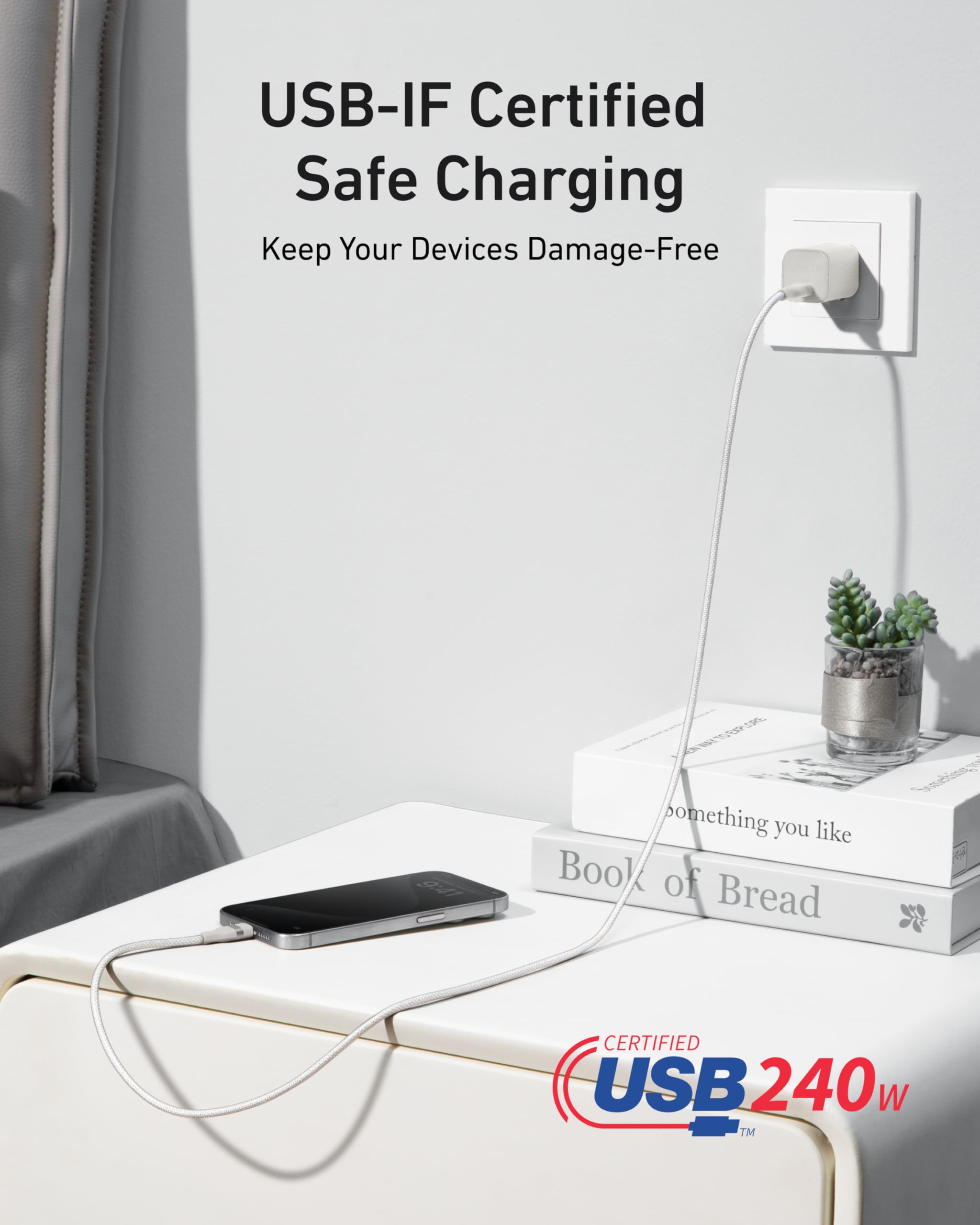 Anker USB-C to USB-C Cable (3 ft / 6 ft, 240W, Upcycled-Braided) - We The Collective