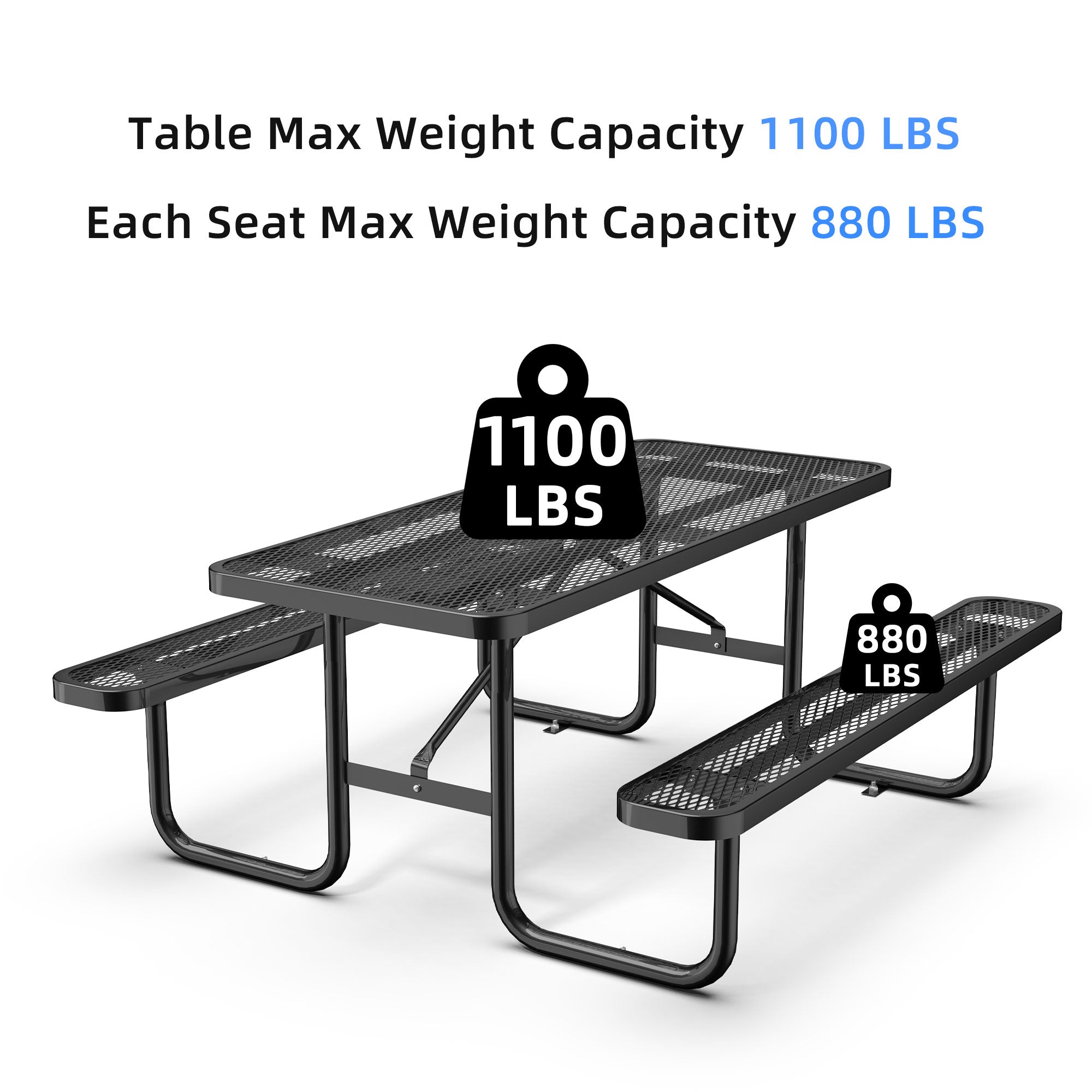6 ft Metal Picnic Tables for Outdoors - OVERLANDERS Outfitter