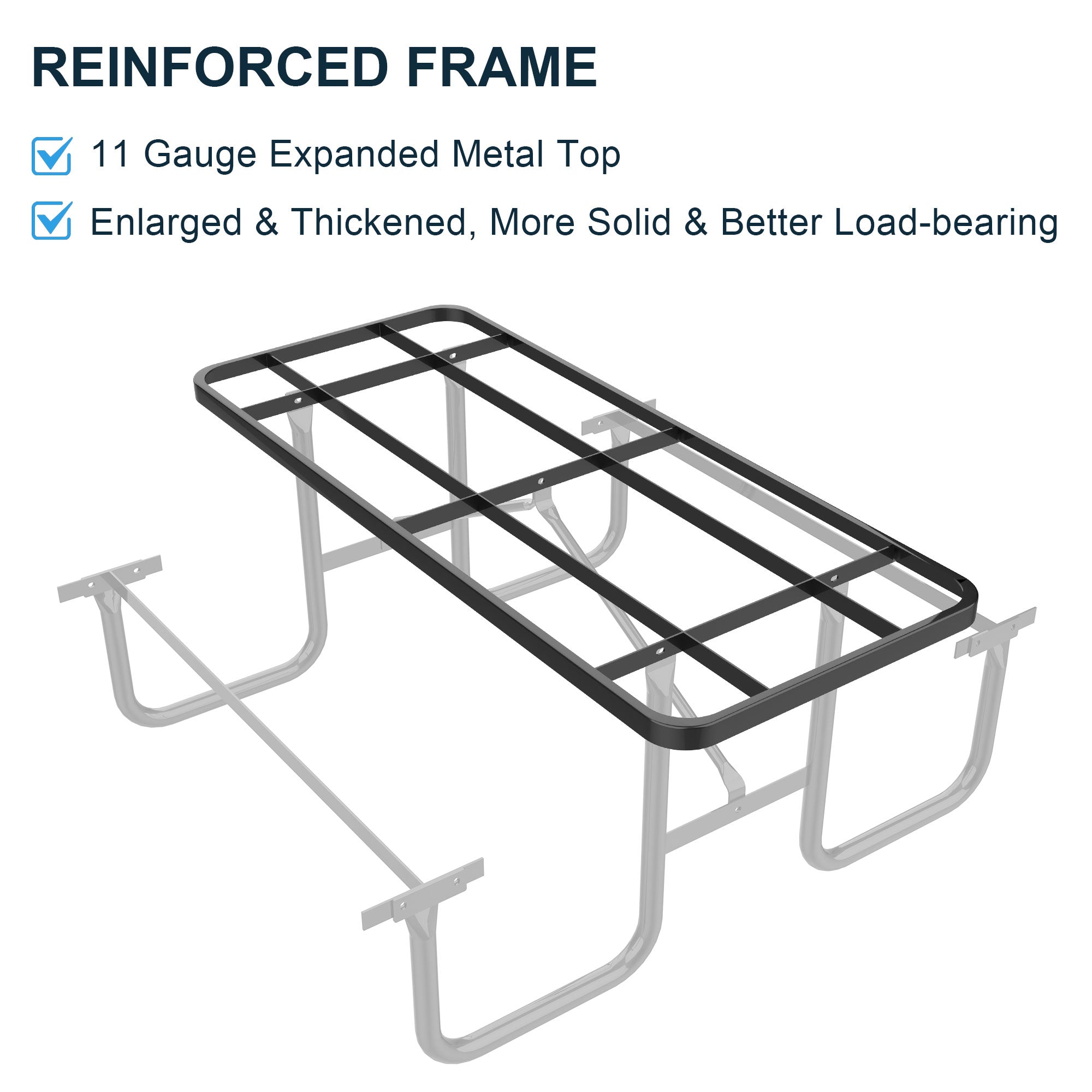 6 ft Metal Picnic Tables for Outdoors, Rectangle Coated Steel Patio Furniture Set - OVERLANDERS Outfitter