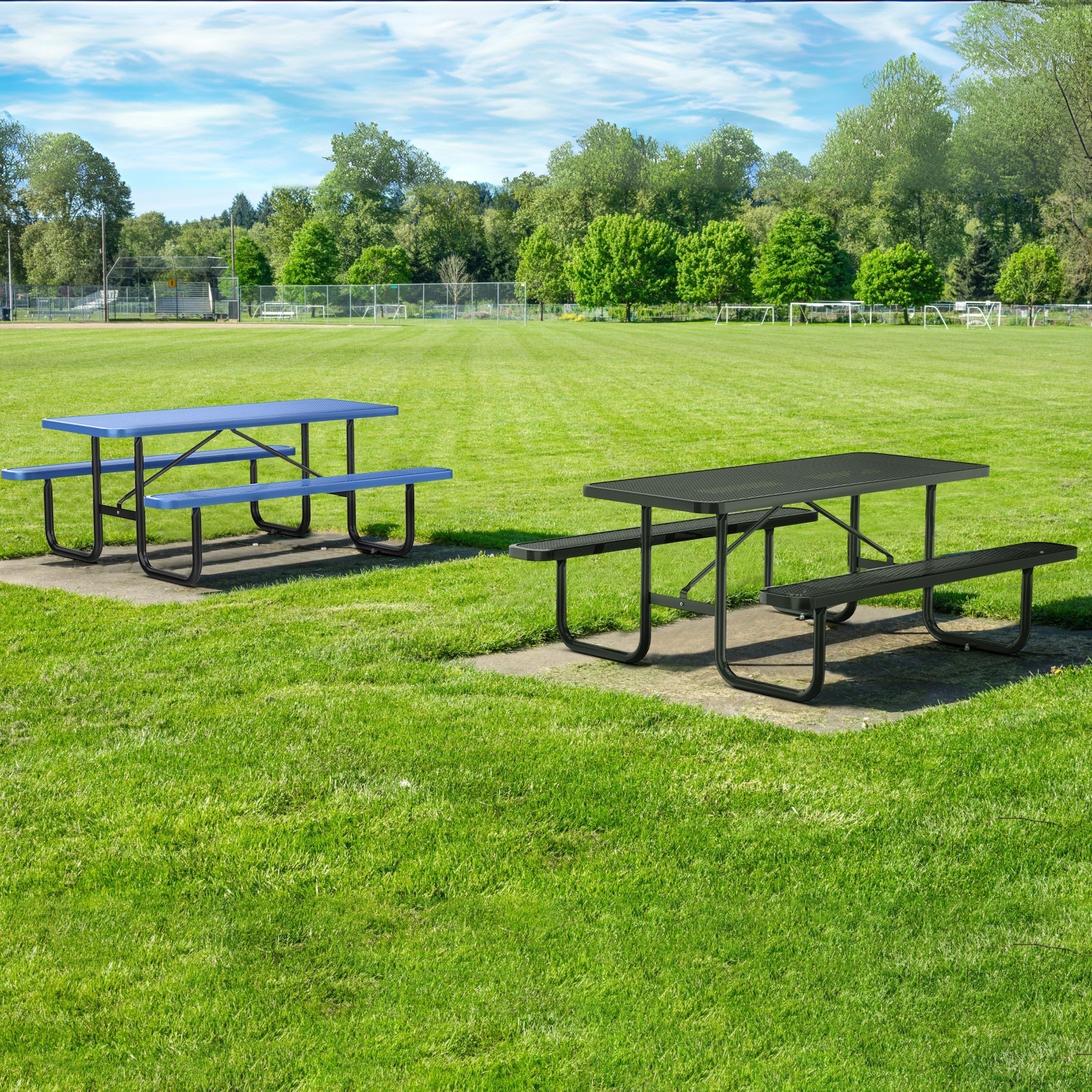 6 ft Metal Picnic Tables for Outdoors, Rectangle Coated Steel Patio Furniture Set - OVERLANDERS Outfitter