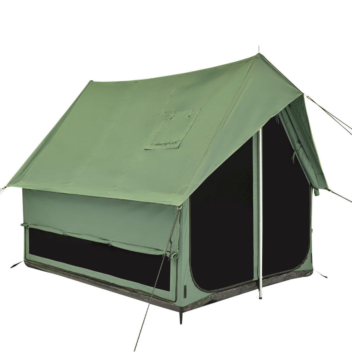 White Duck Outdoors 6x8' Rover Scout Tent set up outdoors, showcasing durable fabric and spacious interior for camping adventures.