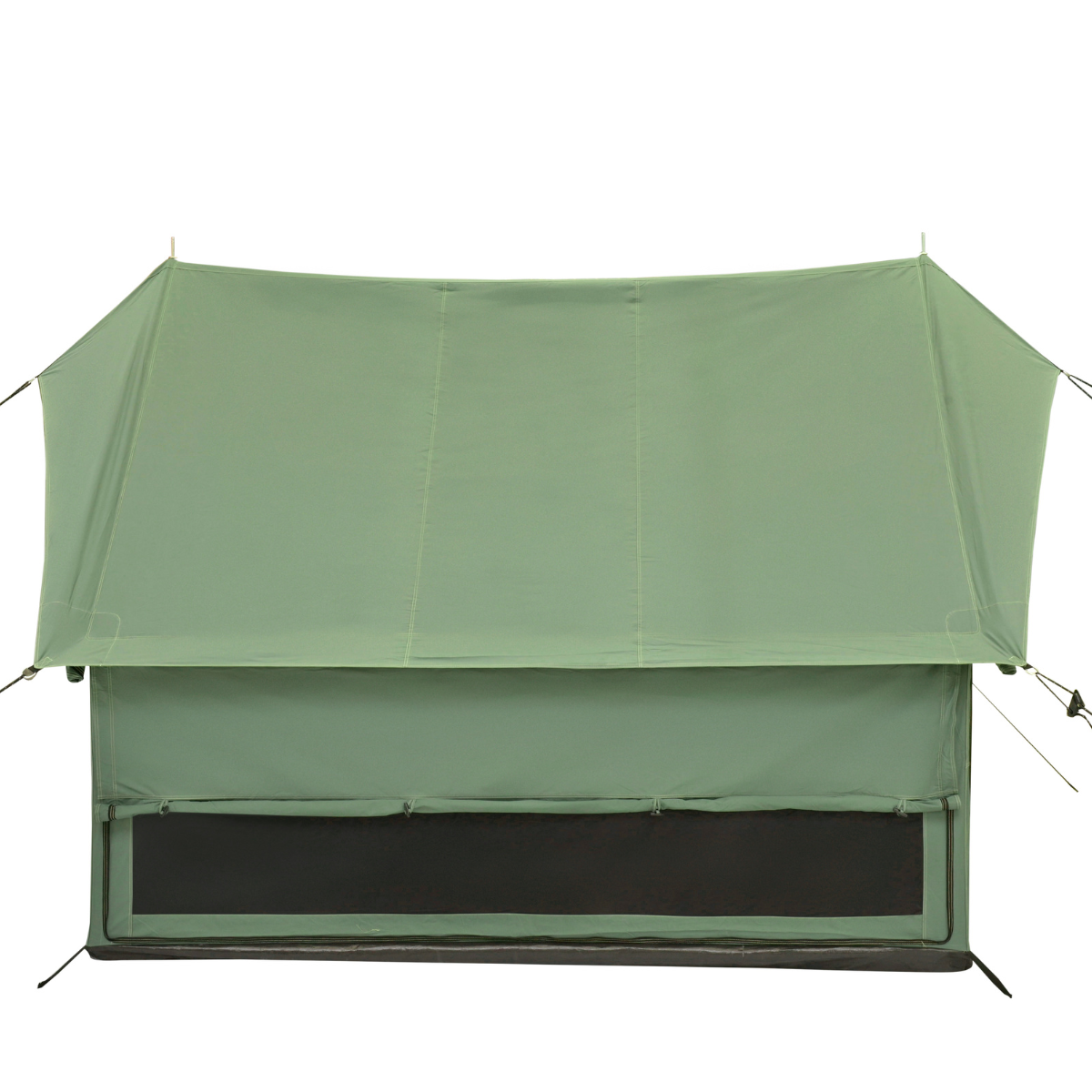 White Duck Outdoors Rover Scout Tent in 6x8 feet, shown set up outdoors with rainfly and mesh windows for camping.