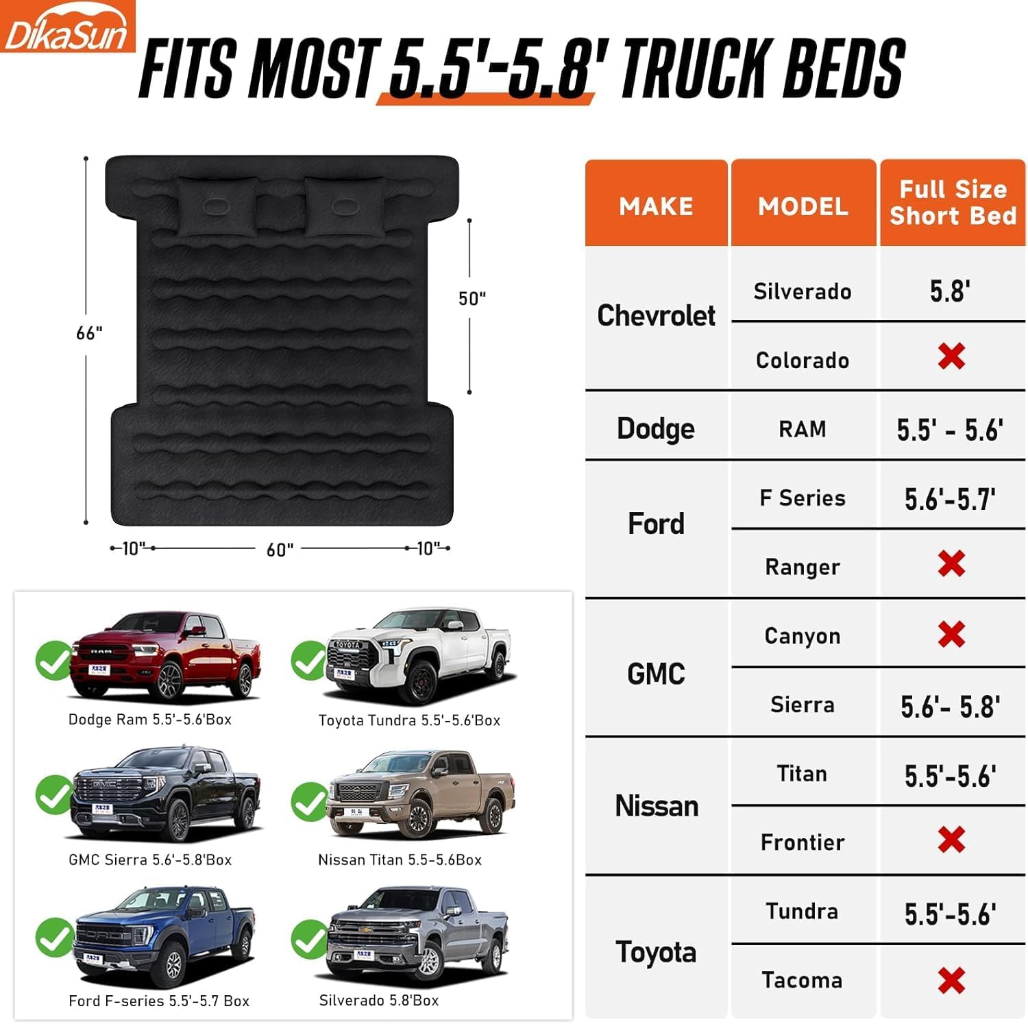 5.5-6.5ft Full Size Truck Bed Air Mattress Red - OVERLANDERS Outfitter