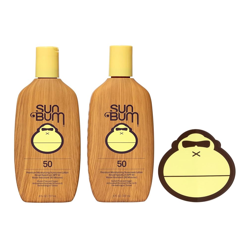 SUN BUM Original SPF 50 Sunscreen Lotion, skin care product in a white bottle with blue cap, designed for sun protection