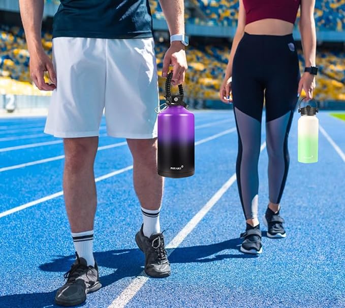 Water Bottle Insulated 32oz 40oz 64oz 128oz Straw Lid Spout Lid & 3 Lids, Leak Proof, Vacuum Insulated,Stainless Steel Water Bottle Wide Mouth for Sports, Gym or Office - OVERLANDERS Outfitter