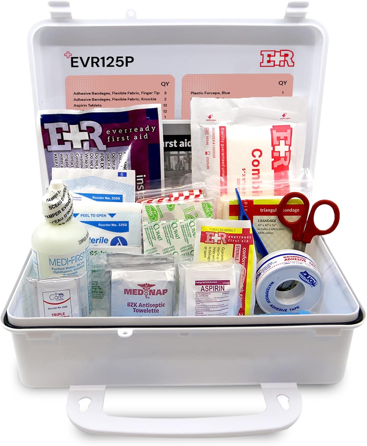 107 Piece, 25 Person First Aid Kit with Plastic Case, OSHA Compliant - We The Collective