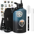 One Gallon Water Bottle Insulated with DIY Stickers, Triple Wall Vacuum Cold for 48 Hrs Leak-proof Non-BPA, 128oz Large Sports Stainless Steel Water Jug with Paracord Handle Straw Spout Lids - OVERLANDERS Outfitter