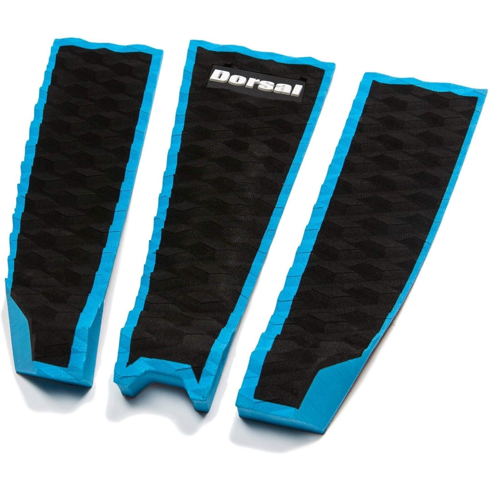 DORSAL Three 3 Piece EVA Surfboard Deck Traction Pads with Kicker Tail for Stomp Skimboards, Surf Boards, Fish Board, Funboard Black/Blue/Red - OVERLANDERS Outfitter