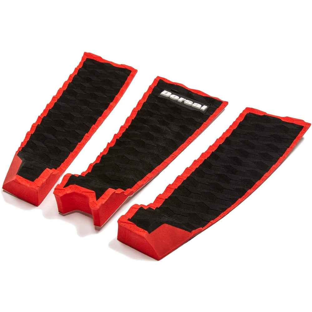 DORSAL Three 3 Piece EVA Surfboard Deck Traction Pads with Kicker Tail for Stomp Skimboards, Surf Boards, Fish Board, Funboard Black/Blue/Red - OVERLANDERS Outfitter