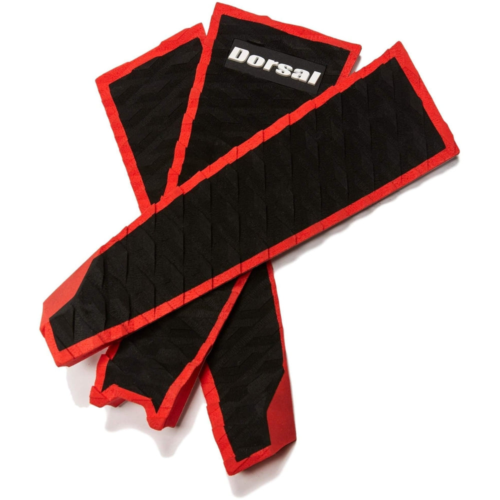 DORSAL Three 3 Piece EVA Surfboard Deck Traction Pads with Kicker Tail for Stomp Skimboards, Surf Boards, Fish Board, Funboard Black/Blue/Red - OVERLANDERS Outfitter