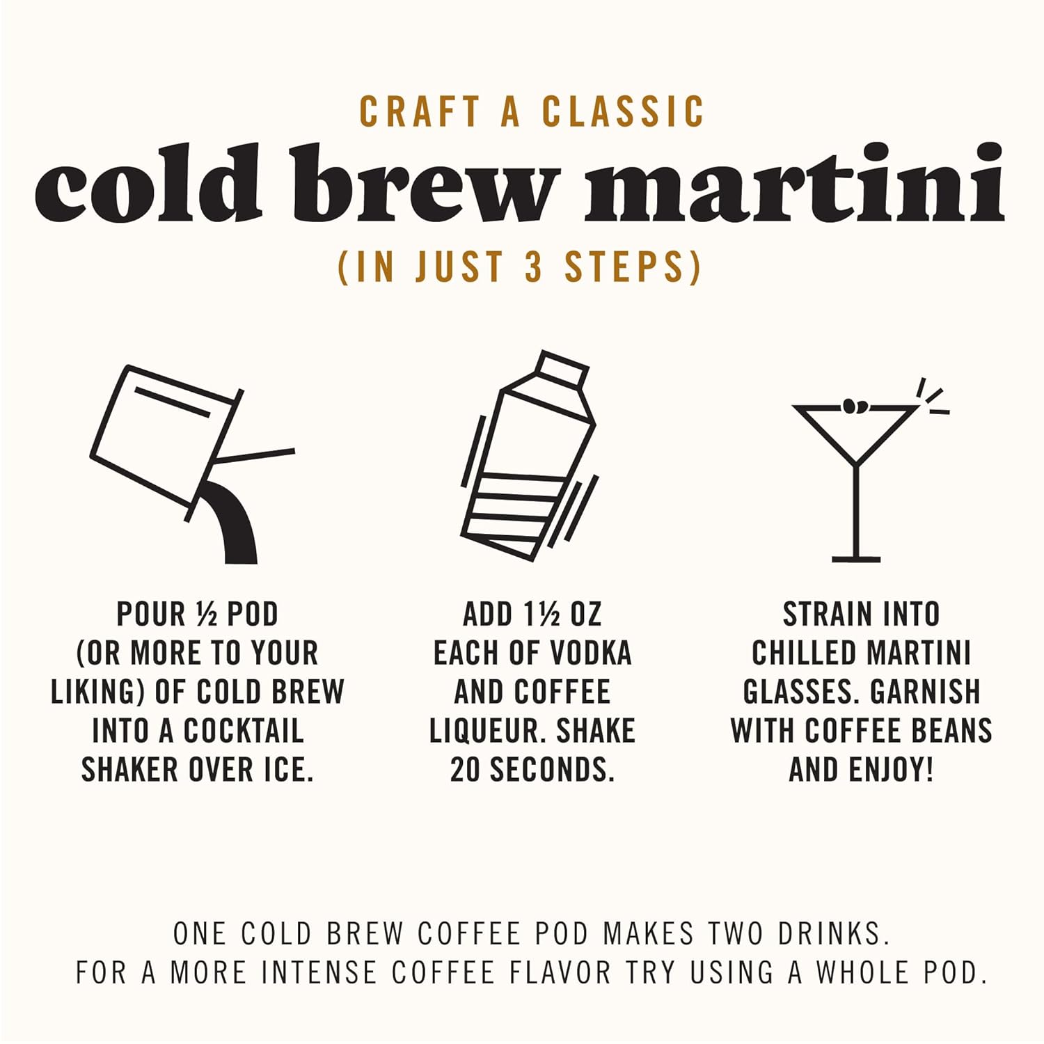Java House Cold Brew Espresso Martini Mix Peel and Pour Pods in packaging, showcasing vibrant design and easy-use pods.