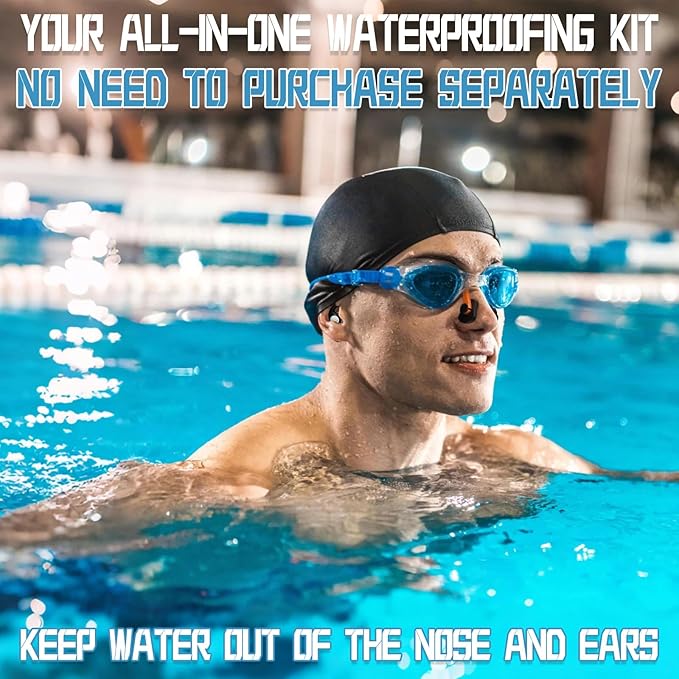 Swimming Nose Clip Ear Plugs - 9 Packs Silicone Swim Nose Plugs with Earplugs for Adult,Waterproof Pool Nose Plug for Diving Surfing and Other Water Sports with Storage Box,Multi-Color - OVERLANDERS Outfitter