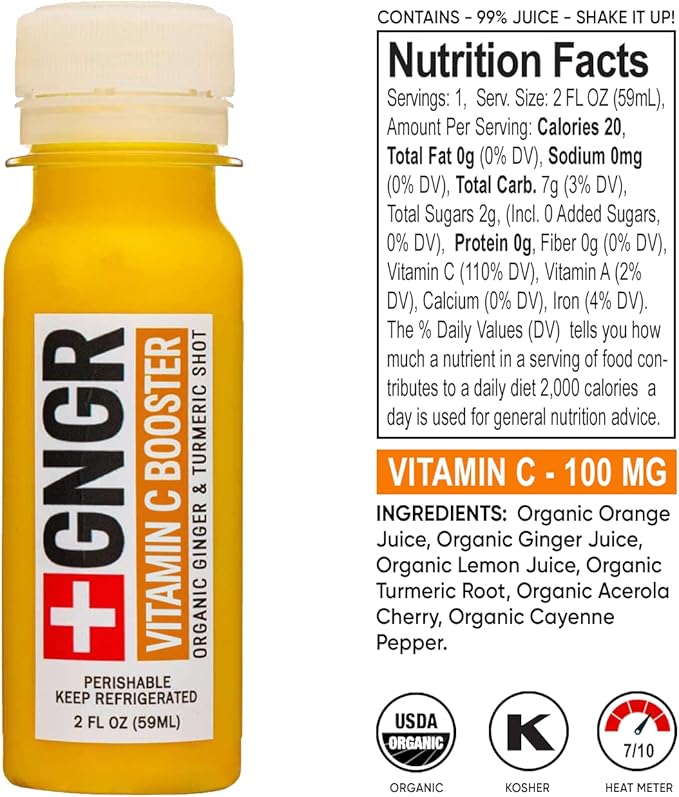 '+GNGR 24 Shots Variety Pack of Organic Immunity Boosting Ginger Shots - Cold Pressed Ginger Shots for All Natural Digestive and Immune Support - Nothing Artificial - USDA Organic (2 Fl Oz, 24 Pack) - OVERLANDERS Outfitter