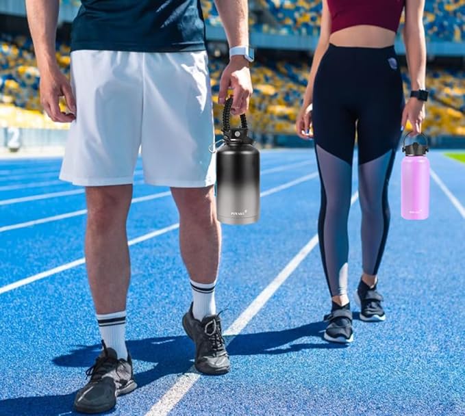 Water Bottle Insulated 32oz 40oz 64oz 128oz Straw Lid Spout Lid & 3 Lids, Leak Proof, Vacuum Insulated,Stainless Steel Water Bottle Wide Mouth for Sports, Gym or Office - OVERLANDERS Outfitter