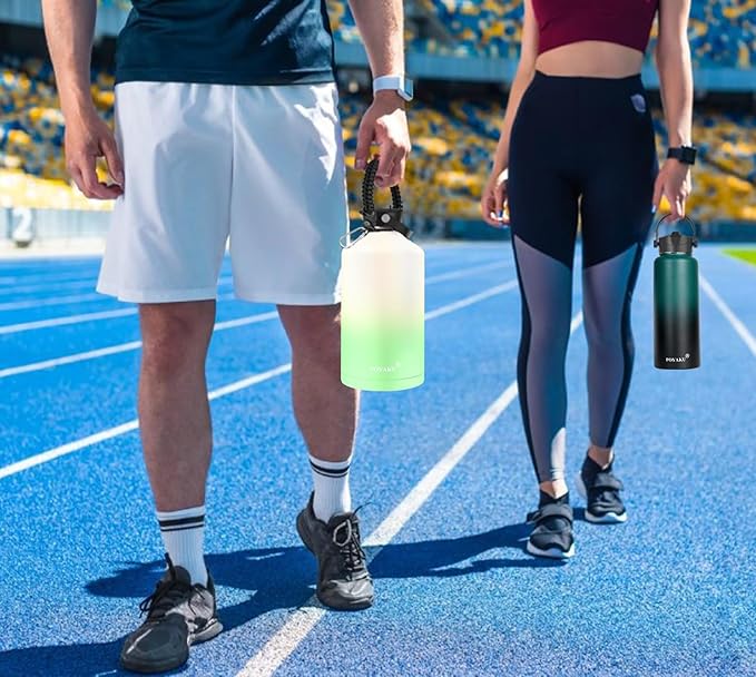 Water Bottle Insulated 32oz 40oz 64oz 128oz Straw Lid Spout Lid & 3 Lids, Leak Proof, Vacuum Insulated,Stainless Steel Water Bottle Wide Mouth for Sports, Gym or Office - OVERLANDERS Outfitter
