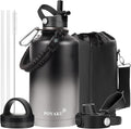 Water Bottle Insulated 32oz 40oz 64oz 128oz Straw Lid Spout Lid & 3 Lids, Leak Proof, Vacuum Insulated,Stainless Steel Water Bottle Wide Mouth for Sports, Gym or Office - OVERLANDERS Outfitter
